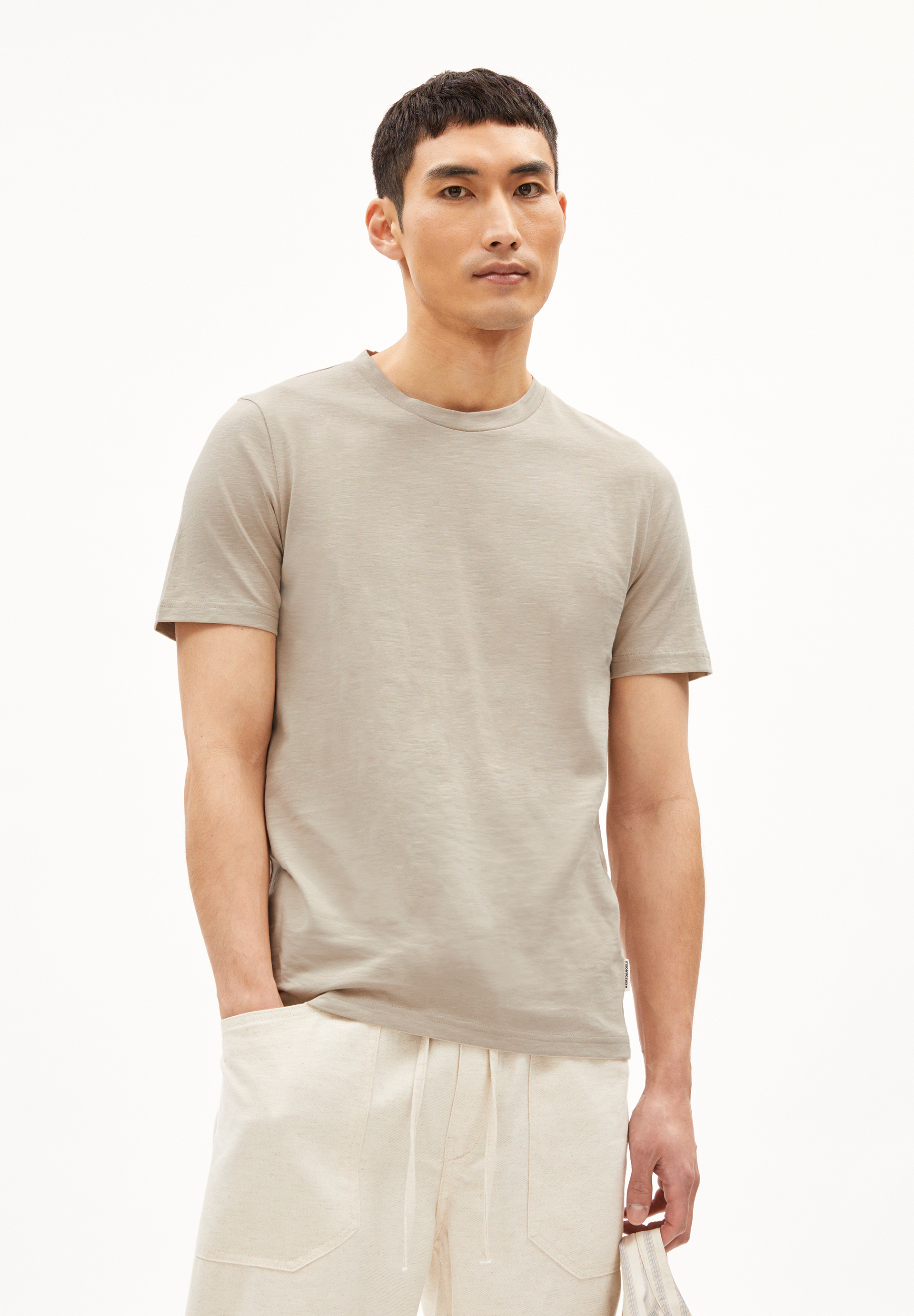 JAAMES STRUCTURE - Männer Regular Fit T-Shirt - beige