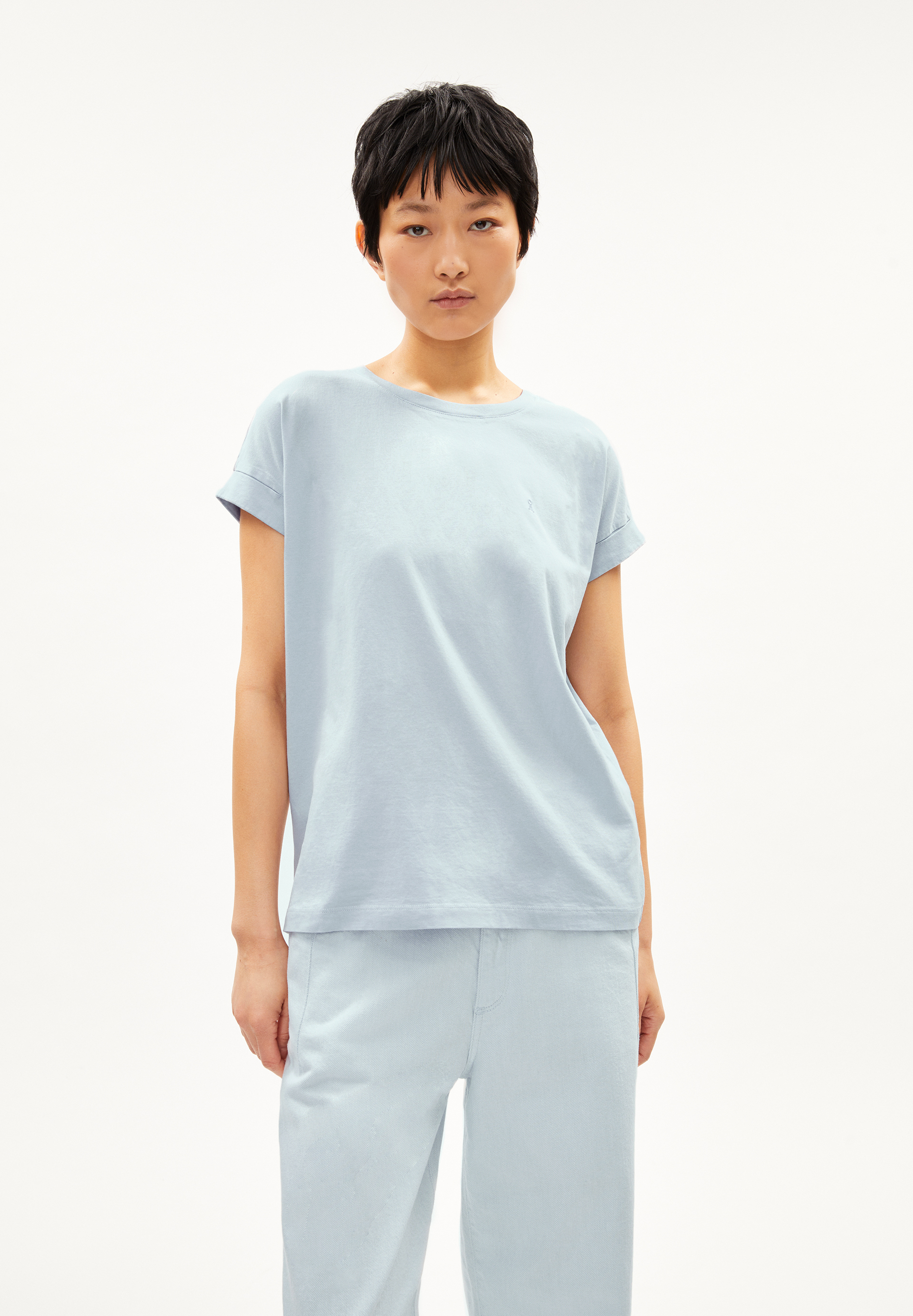 IDAARA - Frauen Loose Fit T-Shirt - blau