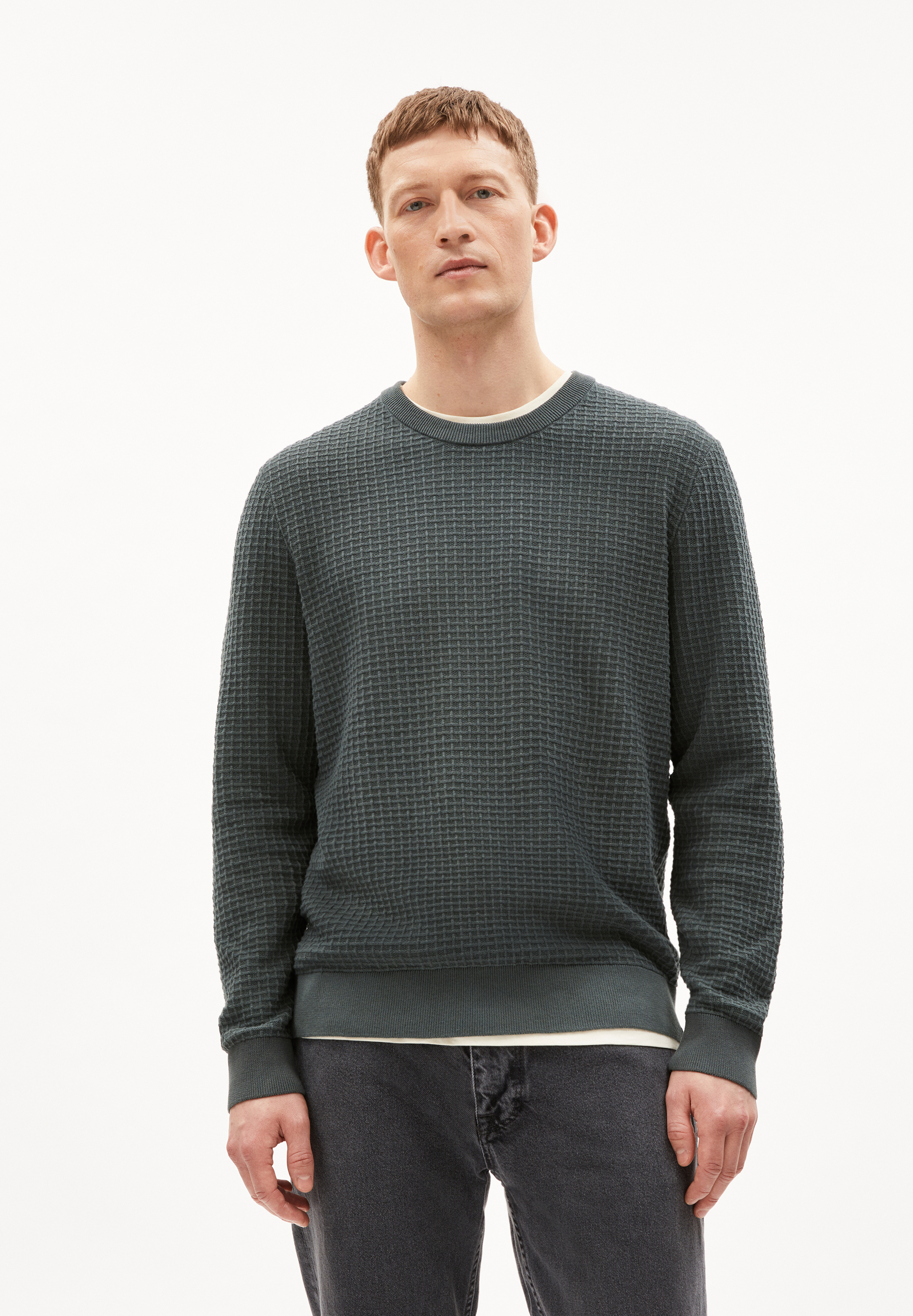 GRAANMO - Männer Regular Fit Strickpullover - grau