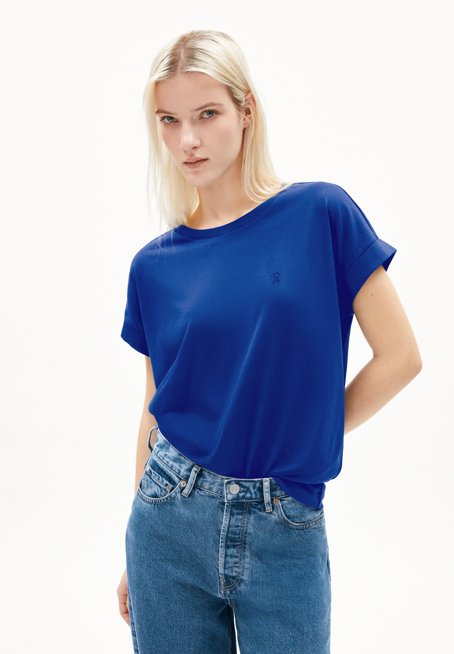 IDAARA - Frauen Loose Fit T-Shirt - blau